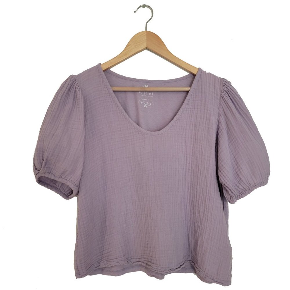 VELVET Louisa Puff Sleeve Top - Medium - Picture 2 of 4